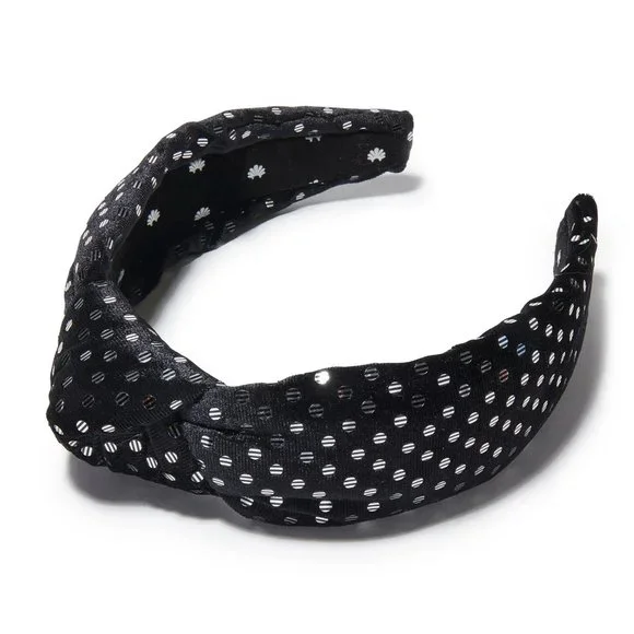 Lele Sadoughi Jet Dotted Velvet Knotted Headband - Picture 1 of 4